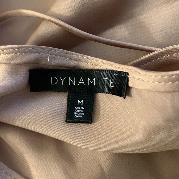 Dynamite | Silky Champagne Tie Front Tank - Picture 2 of 4